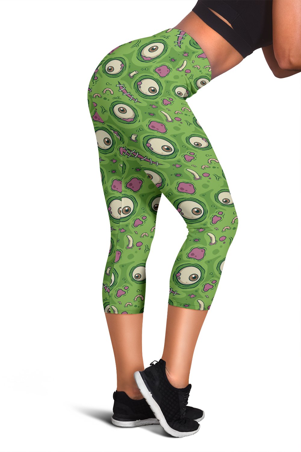 Zombie Eyes Design Pattern Print Women Capris