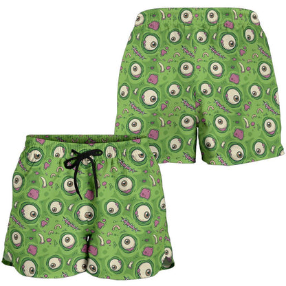 Zombie Eyes Design Pattern Print Women Shorts-JTAMIGO.COM