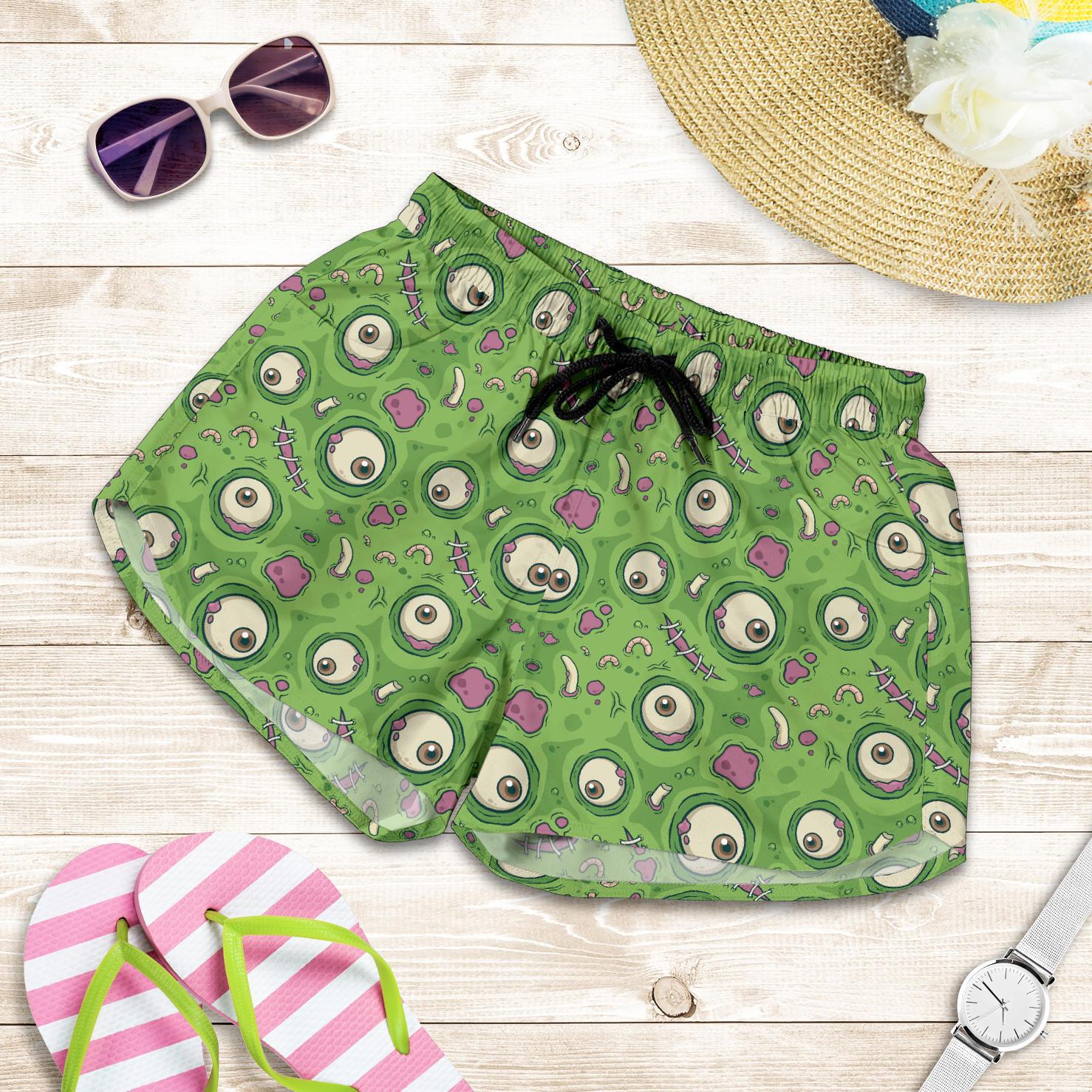 Zombie Eyes Design Pattern Print Women Shorts-JTAMIGO.COM