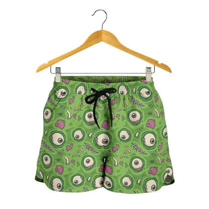 Zombie Eyes Design Pattern Print Women Shorts-JTAMIGO.COM