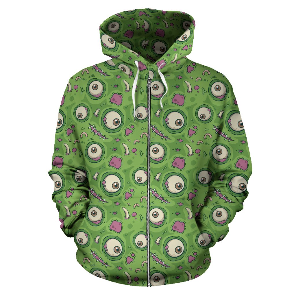 Zombie Eyes Design Pattern Print Zip Up Hoodie