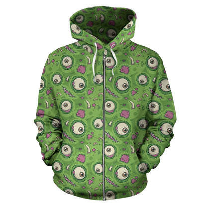 Zombie Eyes Design Pattern Print Zip Up Hoodie