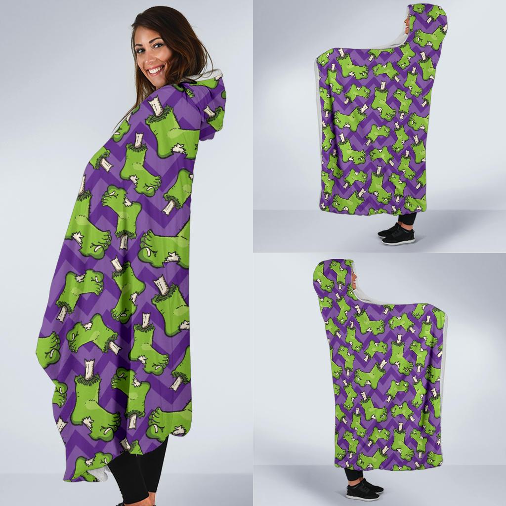 Zombie Foot Design Pattern Print Hooded Blanket-JTAMIGO.COM