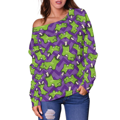 Zombie Foot Design Pattern Print Off Shoulder Sweatshirt