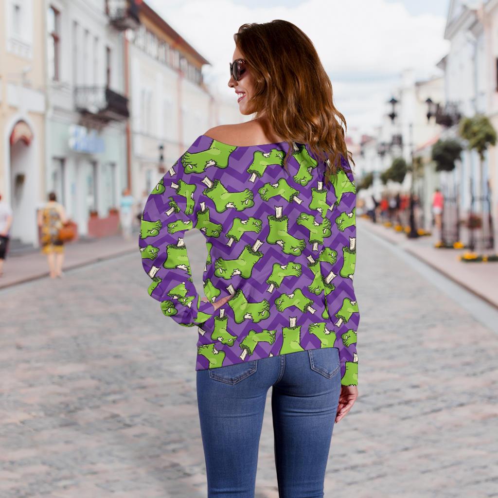 Zombie Foot Design Pattern Print Off Shoulder Sweatshirt