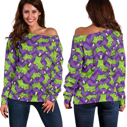 Zombie Foot Design Pattern Print Off Shoulder Sweatshirt