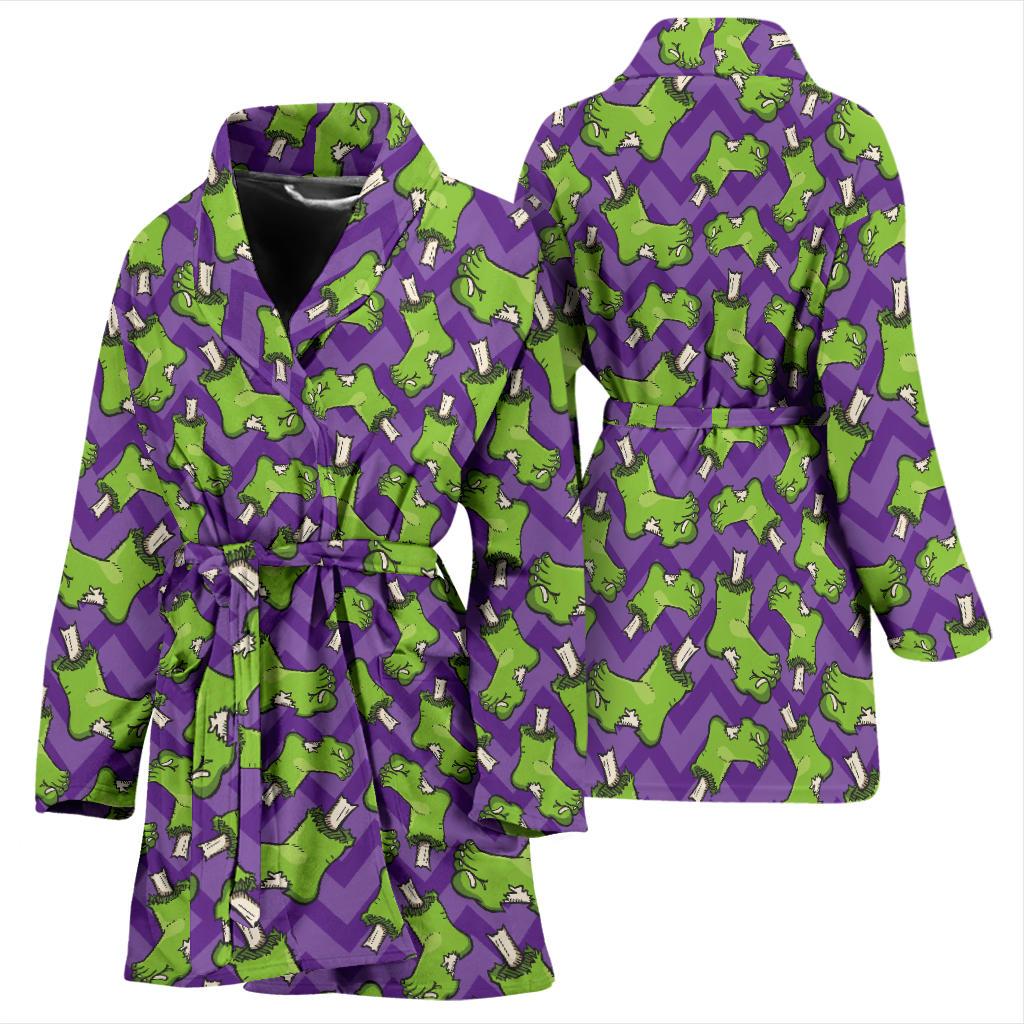 Zombie Foot Design Pattern Print Women Bath Robe-JTAMIGO.COM