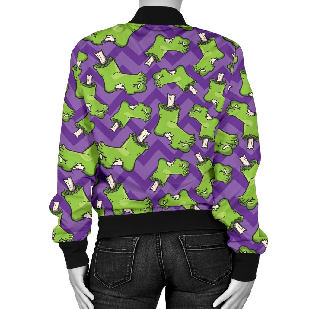 Zombie Foot Design Pattern Print Women Casual Bomber Jacket