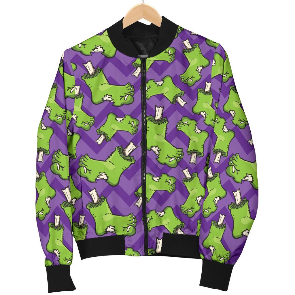 Zombie Foot Design Pattern Print Women Casual Bomber Jacket