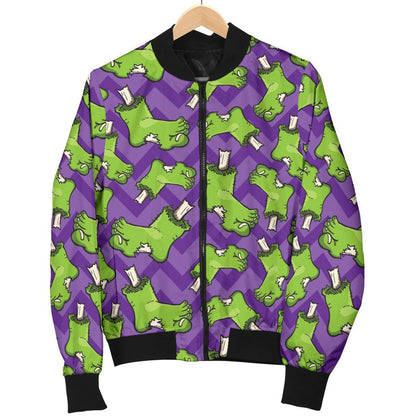 Zombie Foot Design Pattern Print Women Casual Bomber Jacket