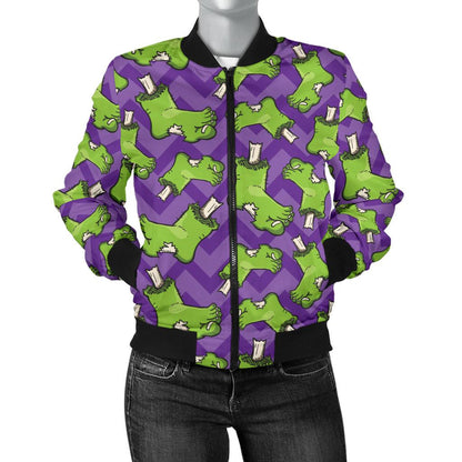 Zombie Foot Design Pattern Print Women Casual Bomber Jacket