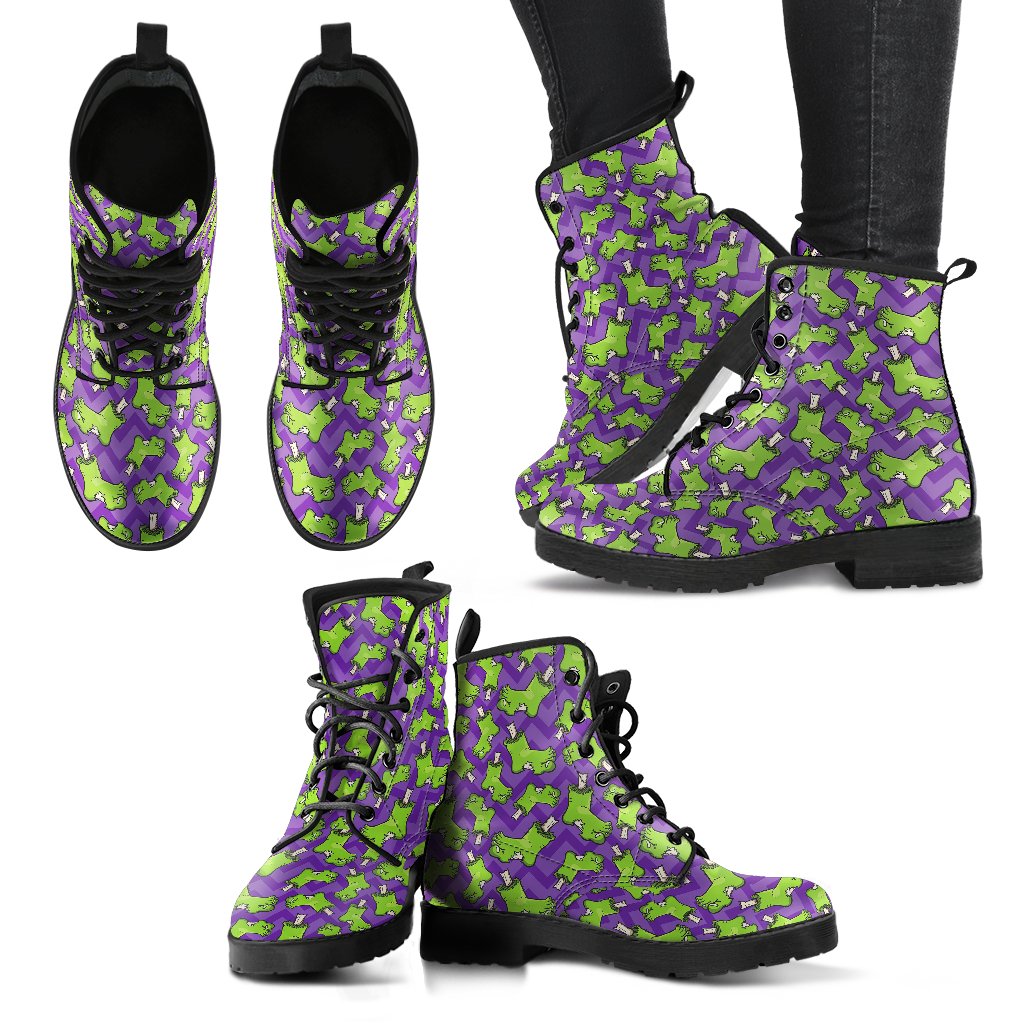 Zombie Foot Design Pattern Print Women Leather Boots-JTAMIGO.COM