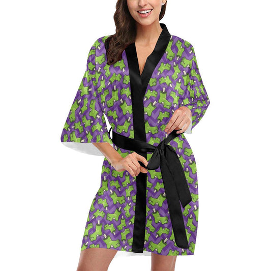 Zombie Foot Design Pattern Print Women Short Kimono Robe