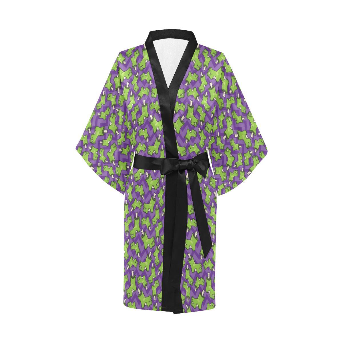 Zombie Foot Design Pattern Print Women Short Kimono Robe