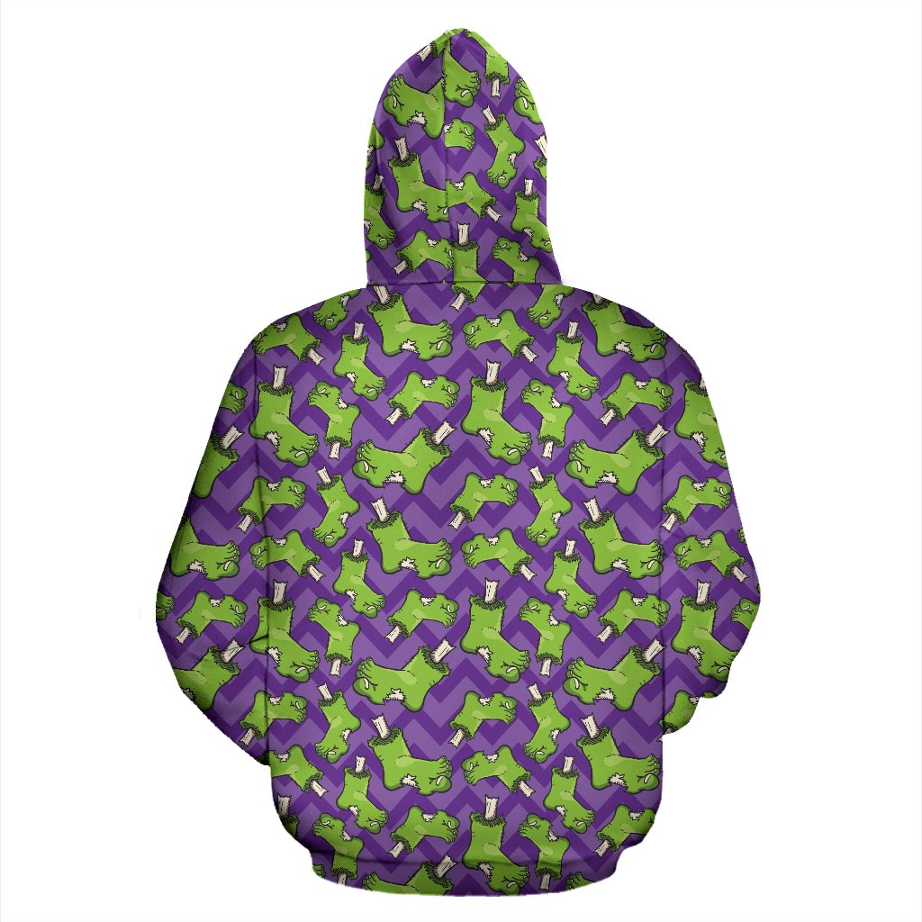 Zombie Foot Design Pattern Print Zip Up Hoodie