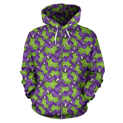Zombie Foot Design Pattern Print Zip Up Hoodie