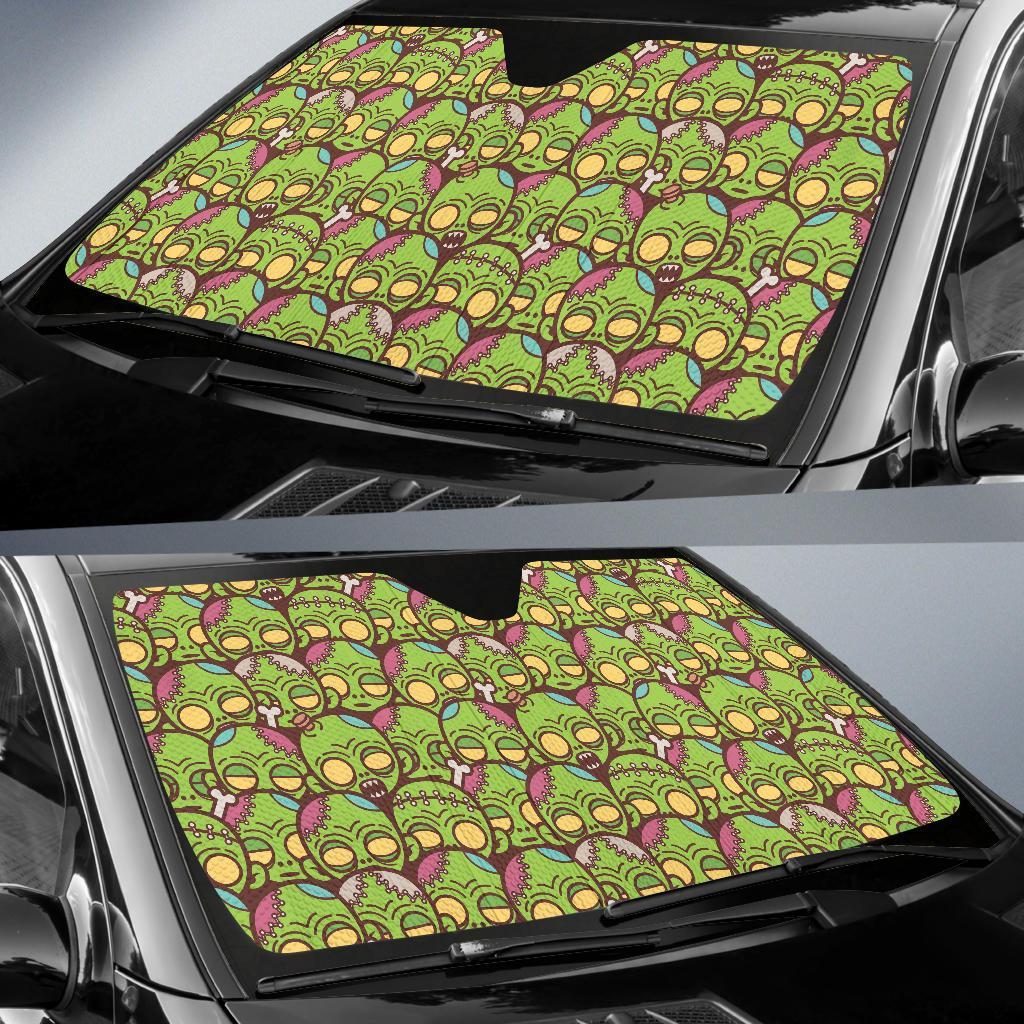 Zombie Head Design Pattern Print Car Sun Shade For Windshield