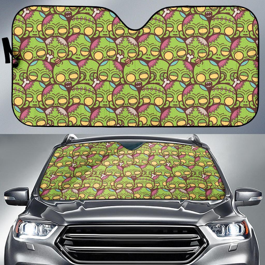 Zombie Head Design Pattern Print Car Sun Shade For Windshield
