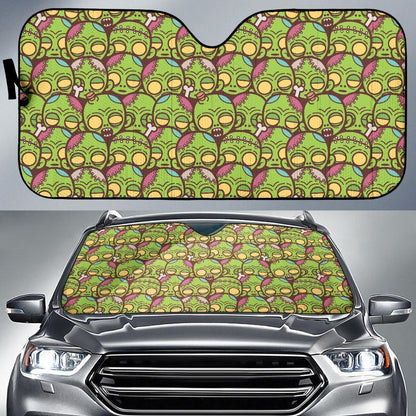 Zombie Head Design Pattern Print Car Sun Shade For Windshield
