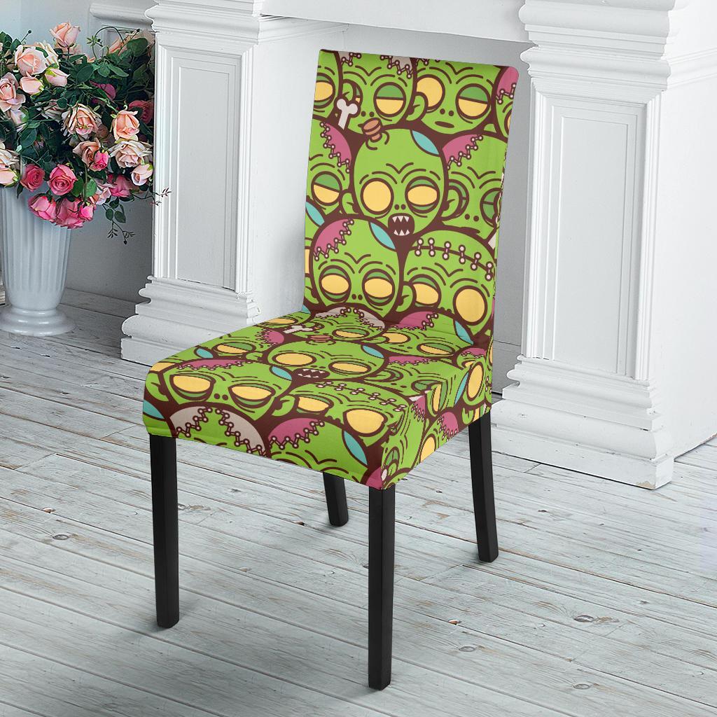 Zombie Head Design Pattern Print Dining Chair Slipcover-JTAMIGO.COM