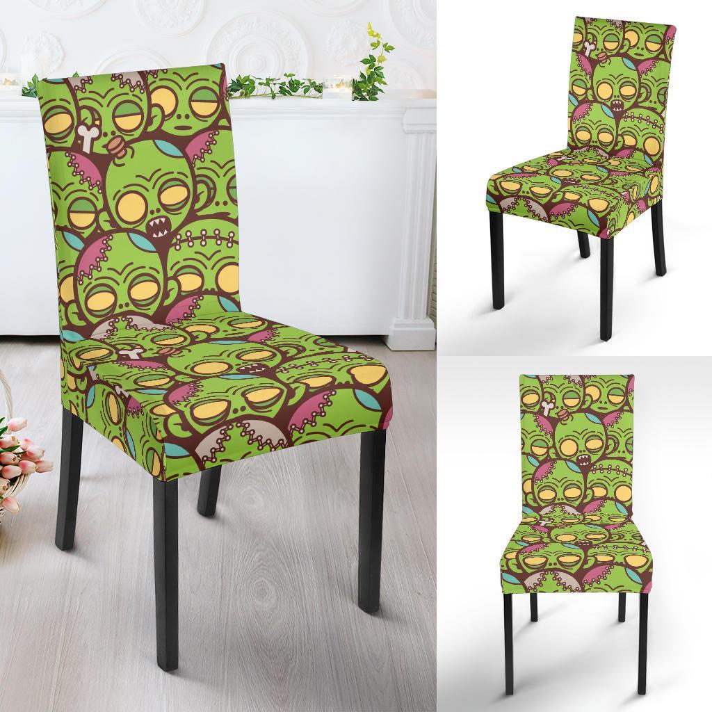 Zombie Head Design Pattern Print Dining Chair Slipcover-JTAMIGO.COM