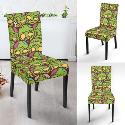 Zombie Head Design Pattern Print Dining Chair Slipcover-JTAMIGO.COM