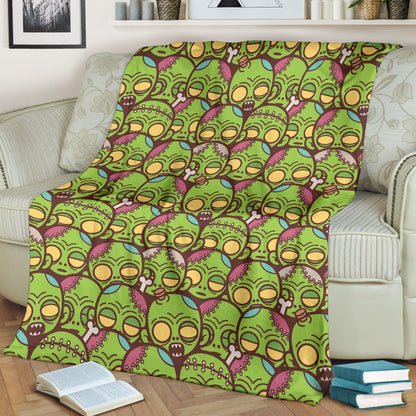 Zombie Head Design Pattern Print Fleece Blanket