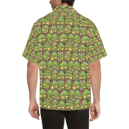 Zombie Head Design Pattern Print Men Aloha Hawaiian Shirt