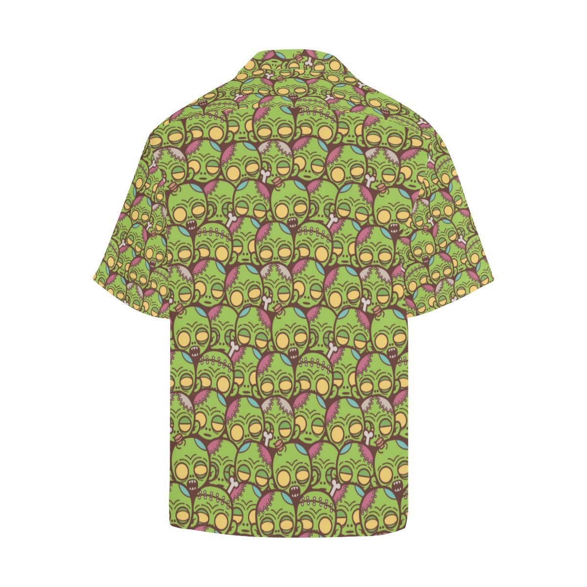 Zombie Head Design Pattern Print Men Aloha Hawaiian Shirt