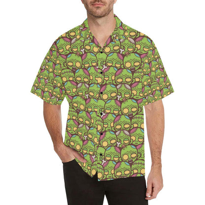 Zombie Head Design Pattern Print Men Aloha Hawaiian Shirt