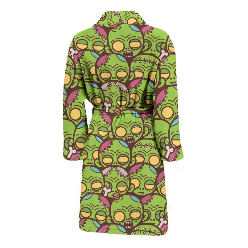 Zombie Head Design Pattern Print Men Bath Robe-JTAMIGO.COM