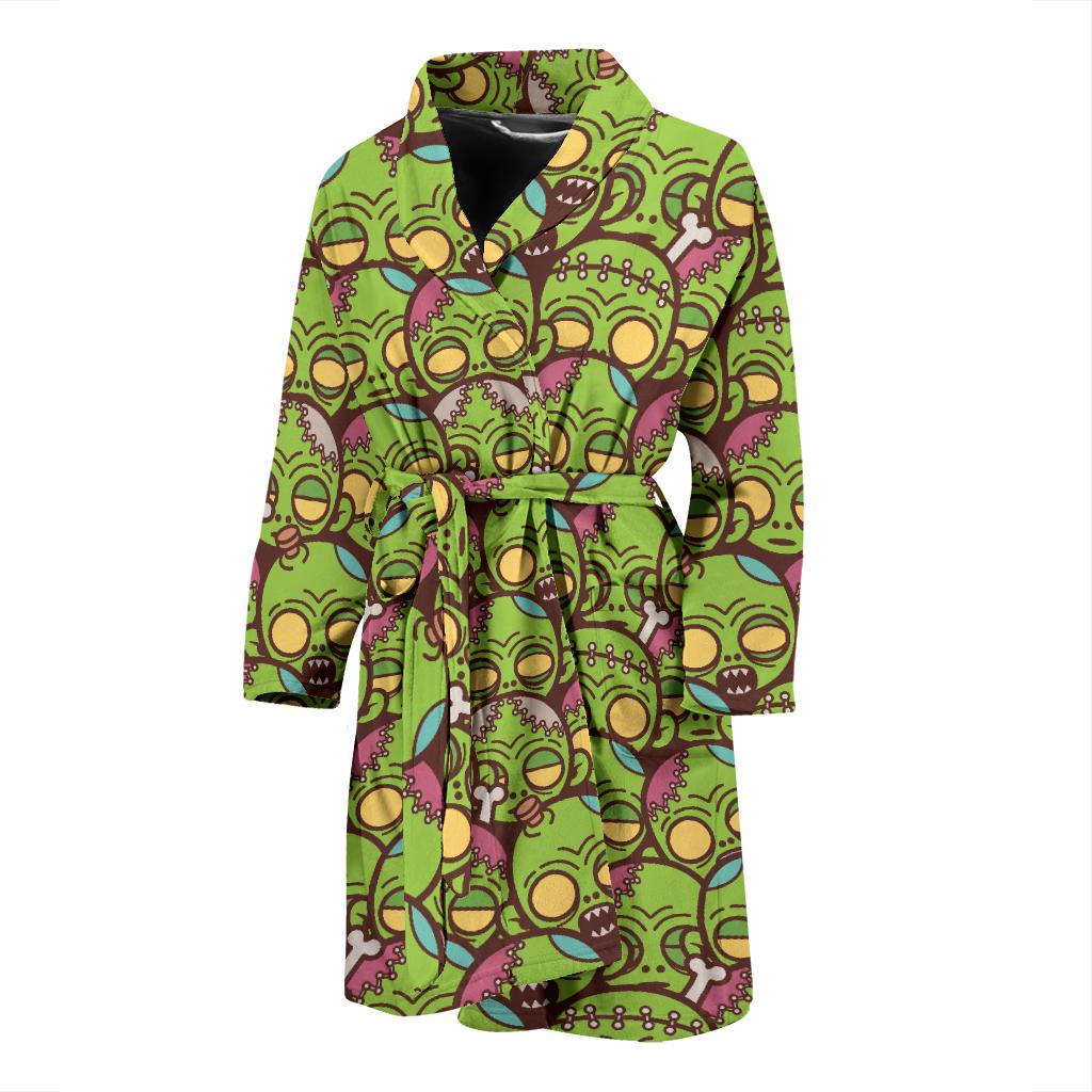 Zombie Head Design Pattern Print Men Bath Robe-JTAMIGO.COM