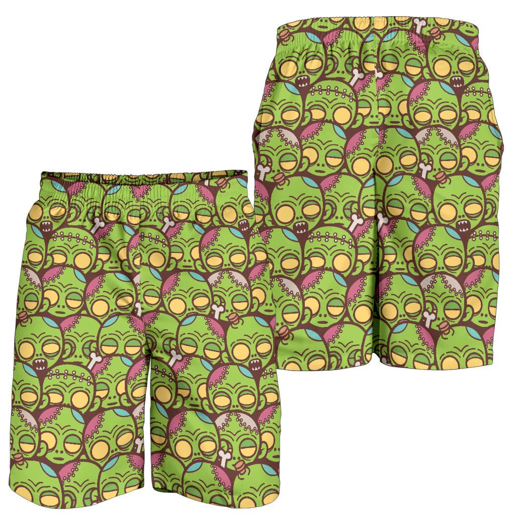Zombie Head Design Pattern Print Mens Shorts-JTAMIGO.COM