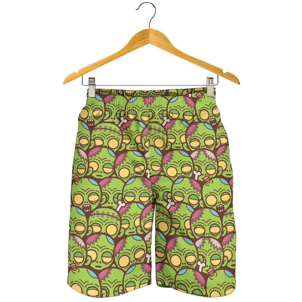Zombie Head Design Pattern Print Mens Shorts-JTAMIGO.COM