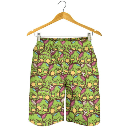 Zombie Head Design Pattern Print Mens Shorts-JTAMIGO.COM