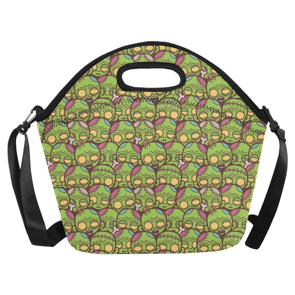 Zombie Head Design Pattern Print Neoprene Lunch Bag (Model 1669)(Large)-JTAMIGO.COM