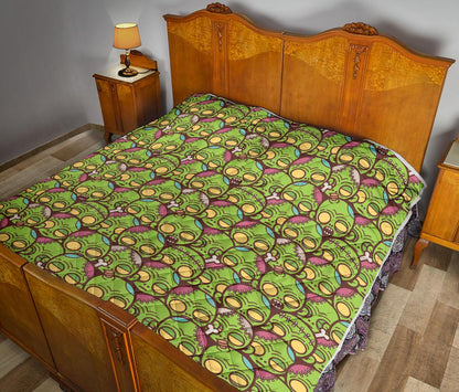 Zombie Head Design Pattern Print Premium Quilt-JTAMIGO.COM