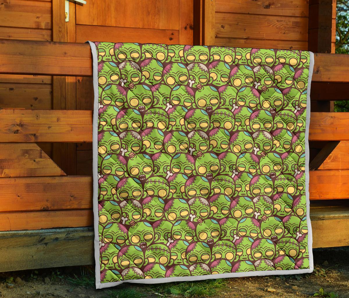 Zombie Head Design Pattern Print Premium Quilt-JTAMIGO.COM