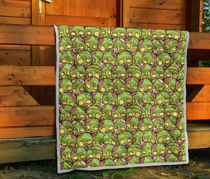 Zombie Head Design Pattern Print Premium Quilt-JTAMIGO.COM