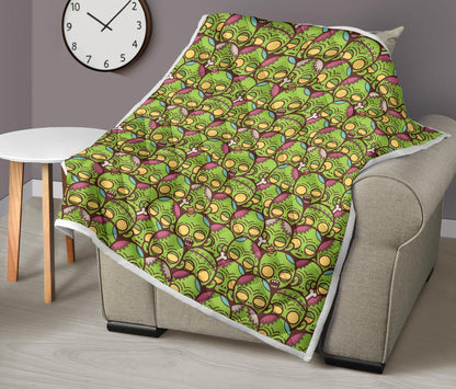 Zombie Head Design Pattern Print Premium Quilt-JTAMIGO.COM
