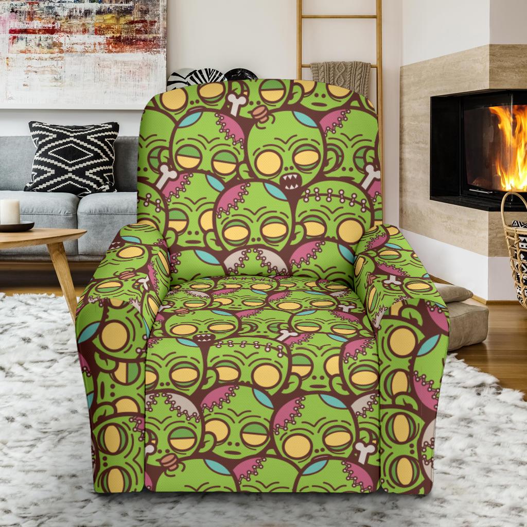 Zombie Head Design Pattern Print Single Sofa Slipcover -JTAMIGO.COM