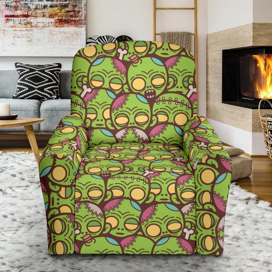 Zombie Head Design Pattern Print Single Sofa Slipcover -JTAMIGO.COM