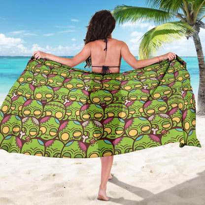 Zombie Head Design Pattern Print Sarong Pareo Wrap