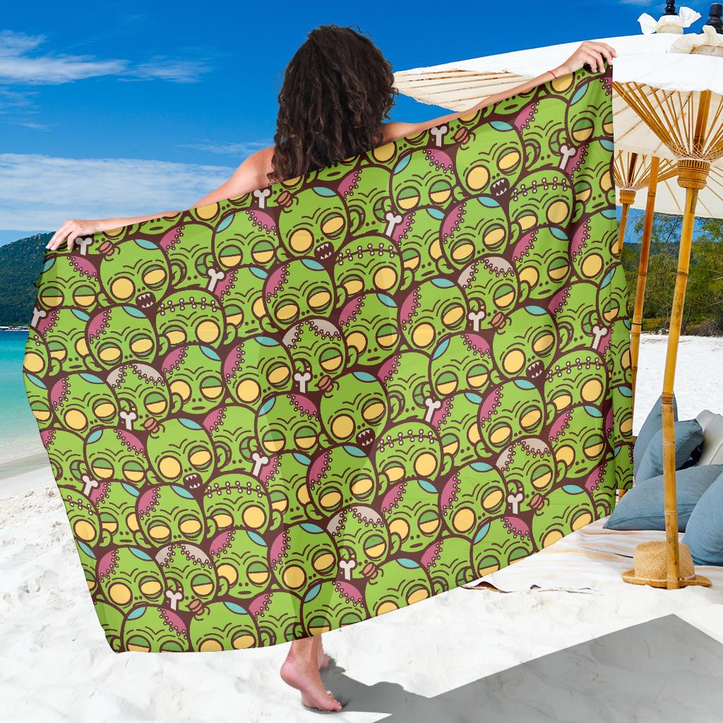 Zombie Head Design Pattern Print Sarong Pareo Wrap