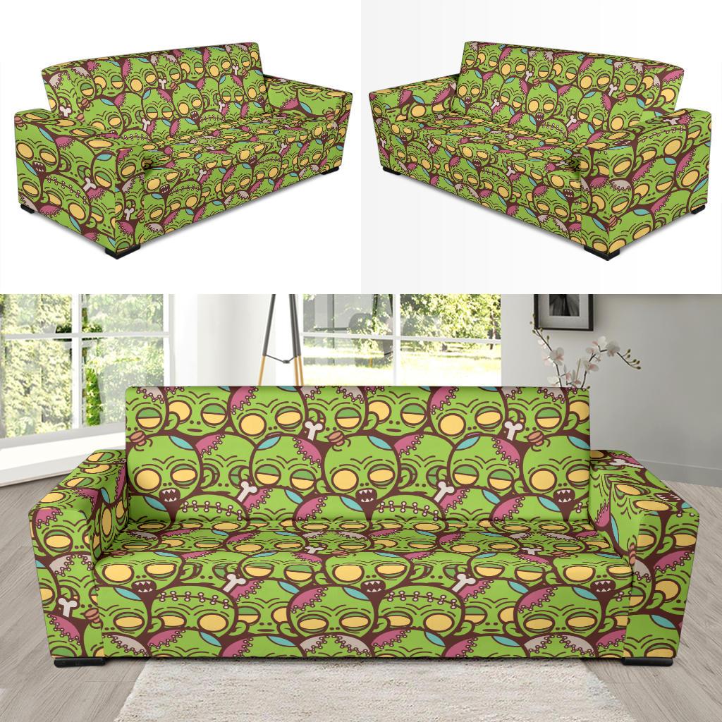 Zombie Head Design Pattern Print Sofa Slipcover-JTAMIGO.COM