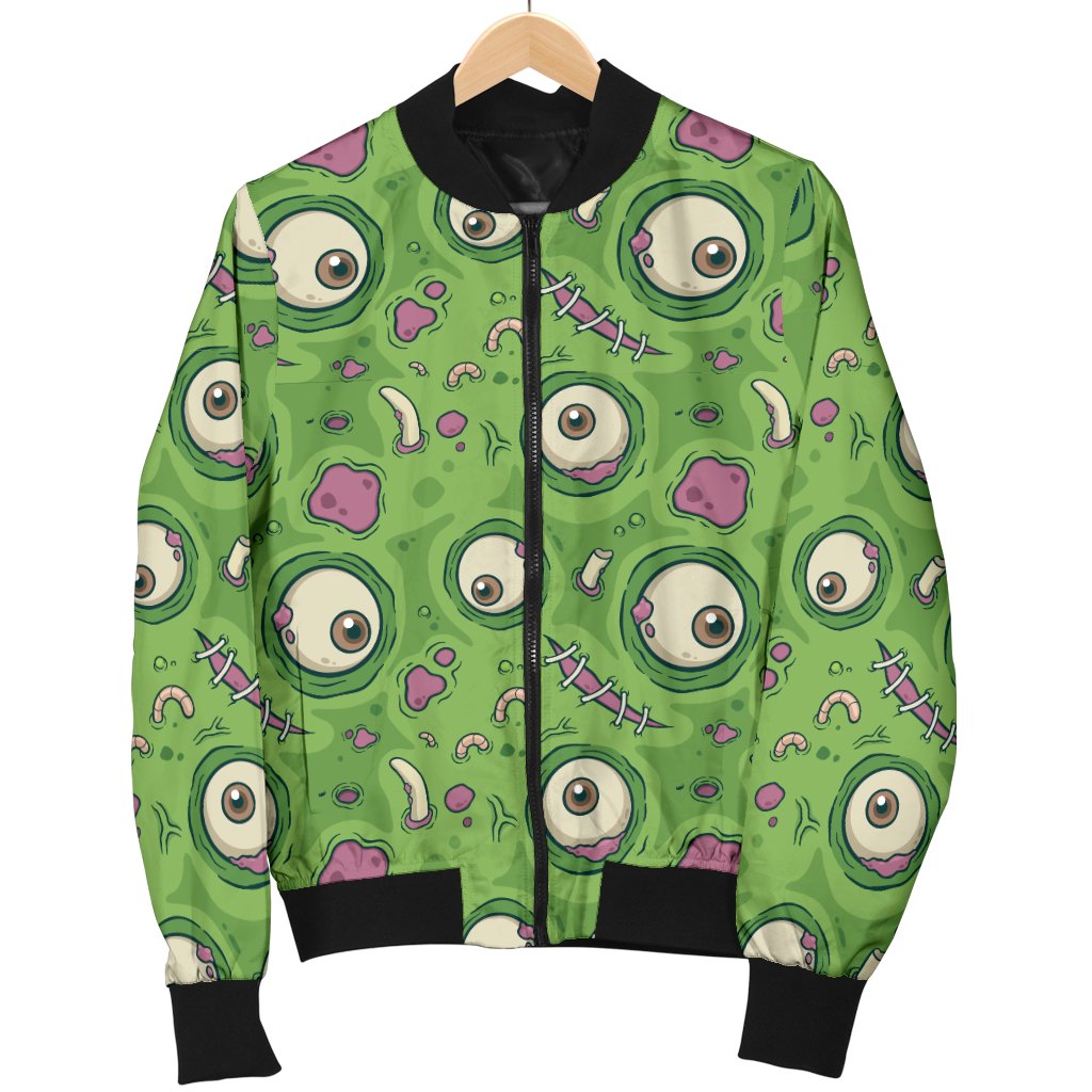 Zombie Head Design Pattern Print Women Casual Bomber Jacket