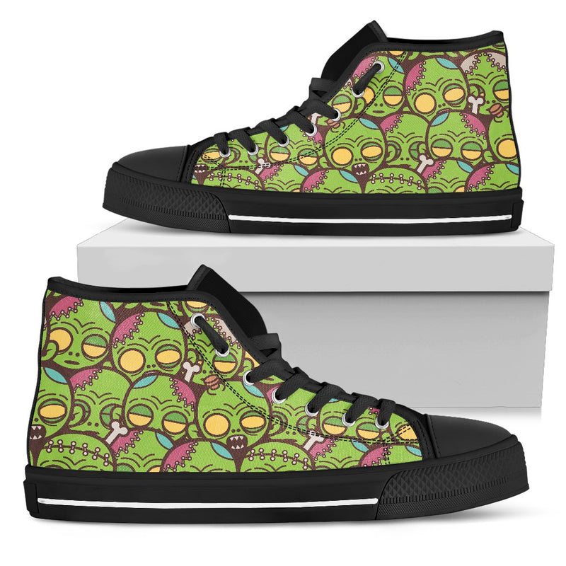 Zombie Head Design Pattern Print Women High Top Shoes