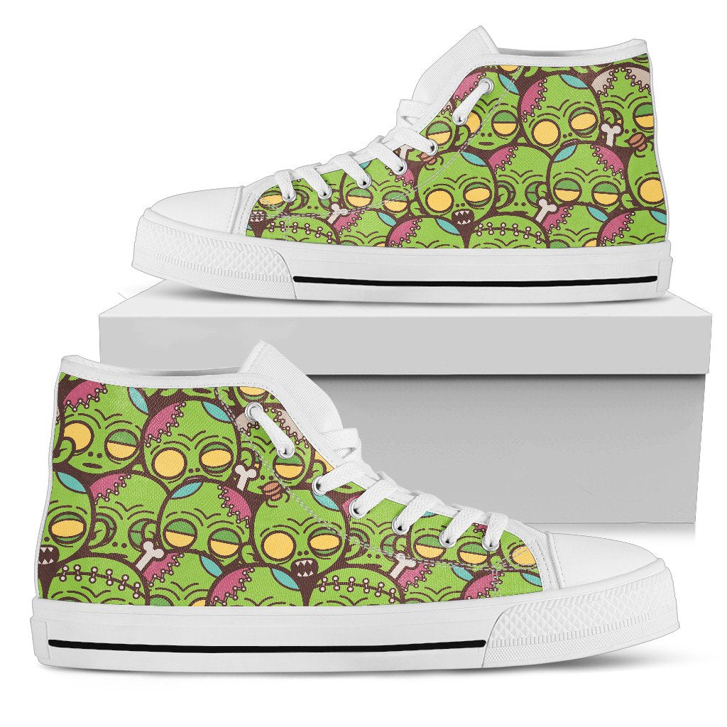 Zombie Head Design Pattern Print Women High Top Shoes