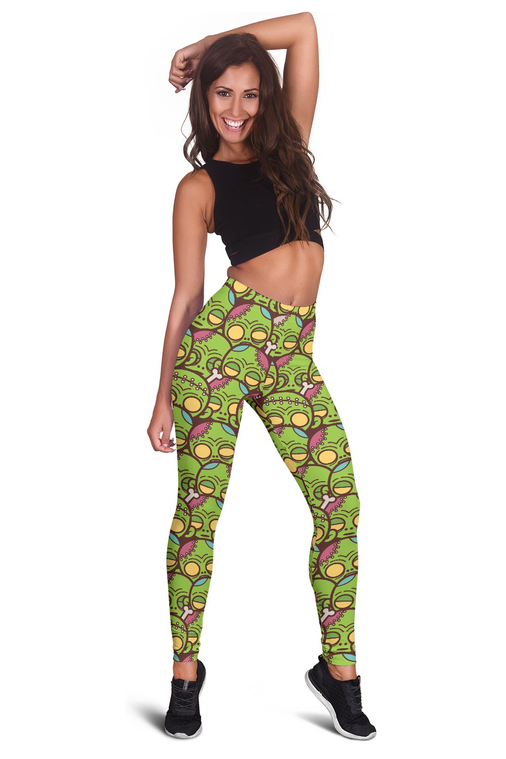 Zombie Head Design Pattern Print Women Leggings