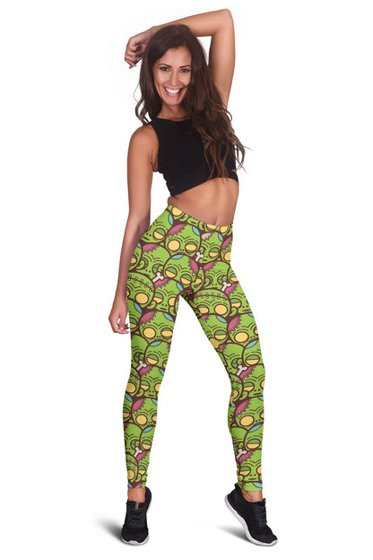 Zombie Head Design Pattern Print Women Leggings